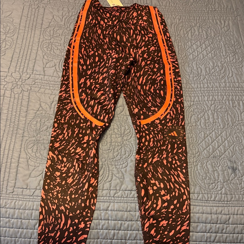 adidas Black and Pink Patterned Leggings